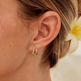 Boucles d'oreilles double anneau plaqué or 18K