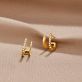 Boucles d'oreilles double anneau plaqué or 18K