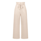 Pantalon Fluide Taille Haute Ceinture Nouée Élégant