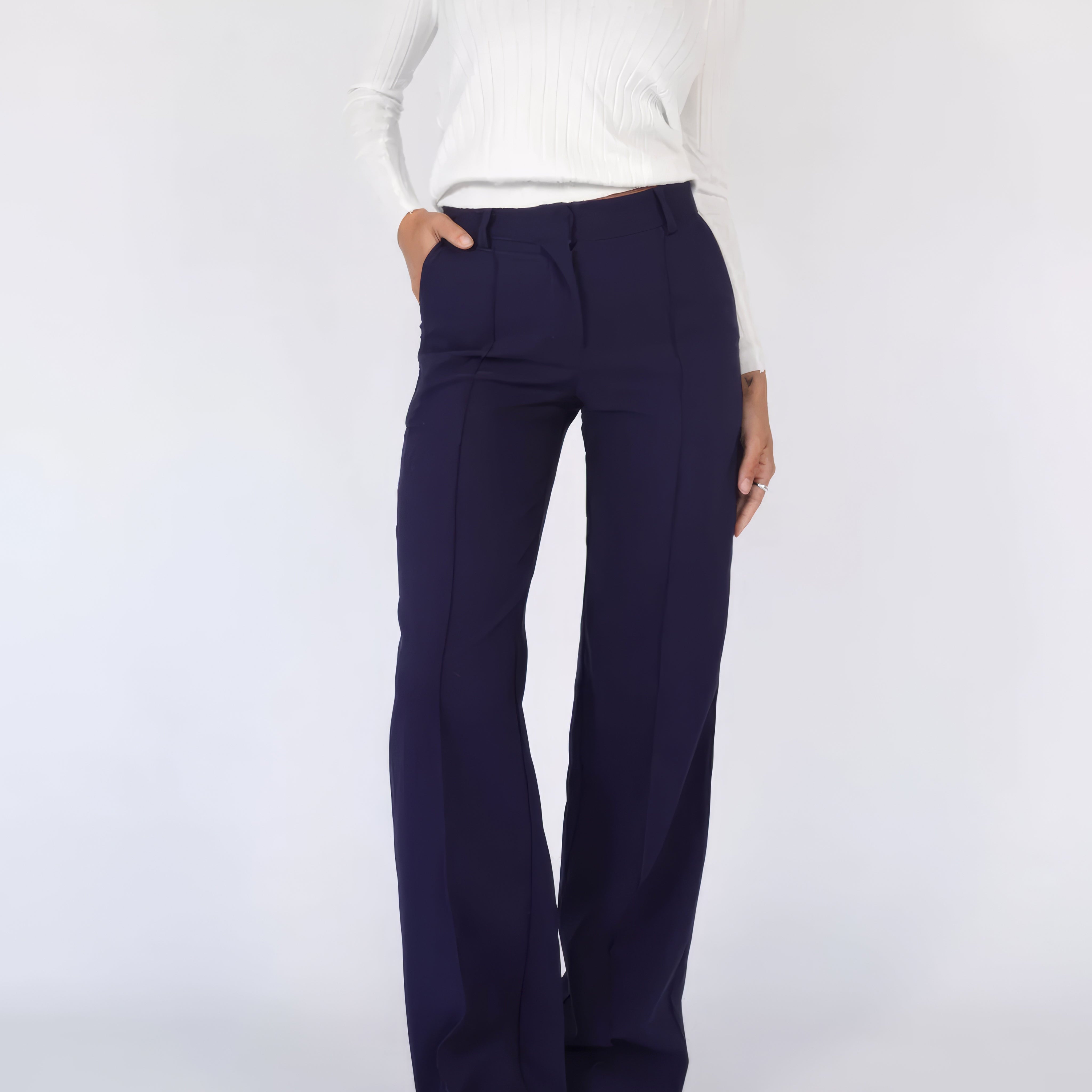 Pantalon Large Taille Haute Élégant Coupe Flare Moderne