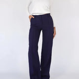 Pantalon Large Taille Haute Coupe Droite Élégance Quotidienne