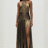 Robe Longue Plissée à Col Halter