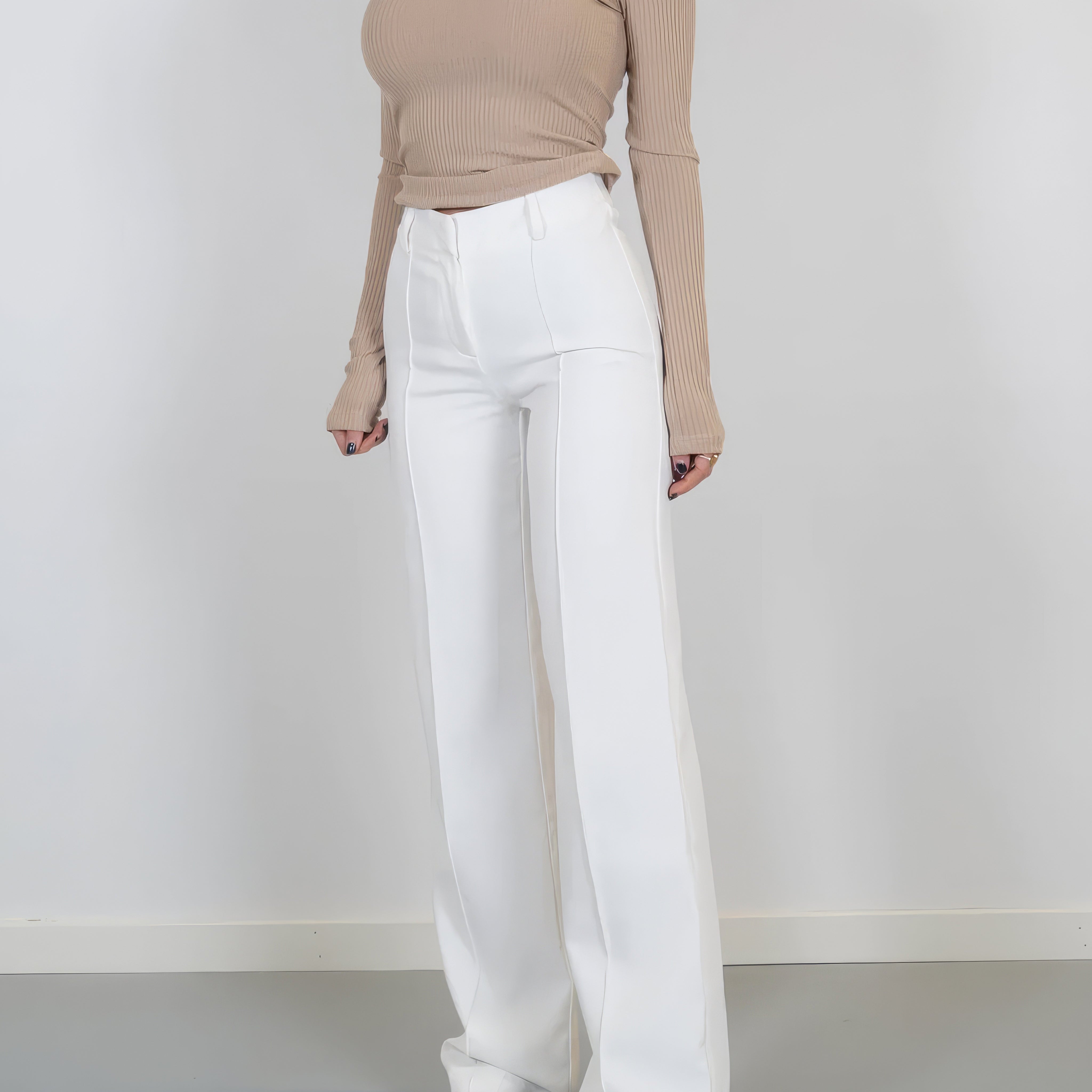 Pantalon Large Taille Haute Élégant Coupe Flare Moderne