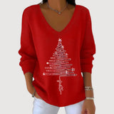 Pull à Col V avec Motif Sapin