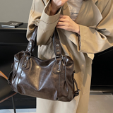 Sac cabas souple en cuir grainé pour femme