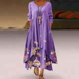 Robe Maxi Bohème Asymétrique Imprimé Floral Élégance