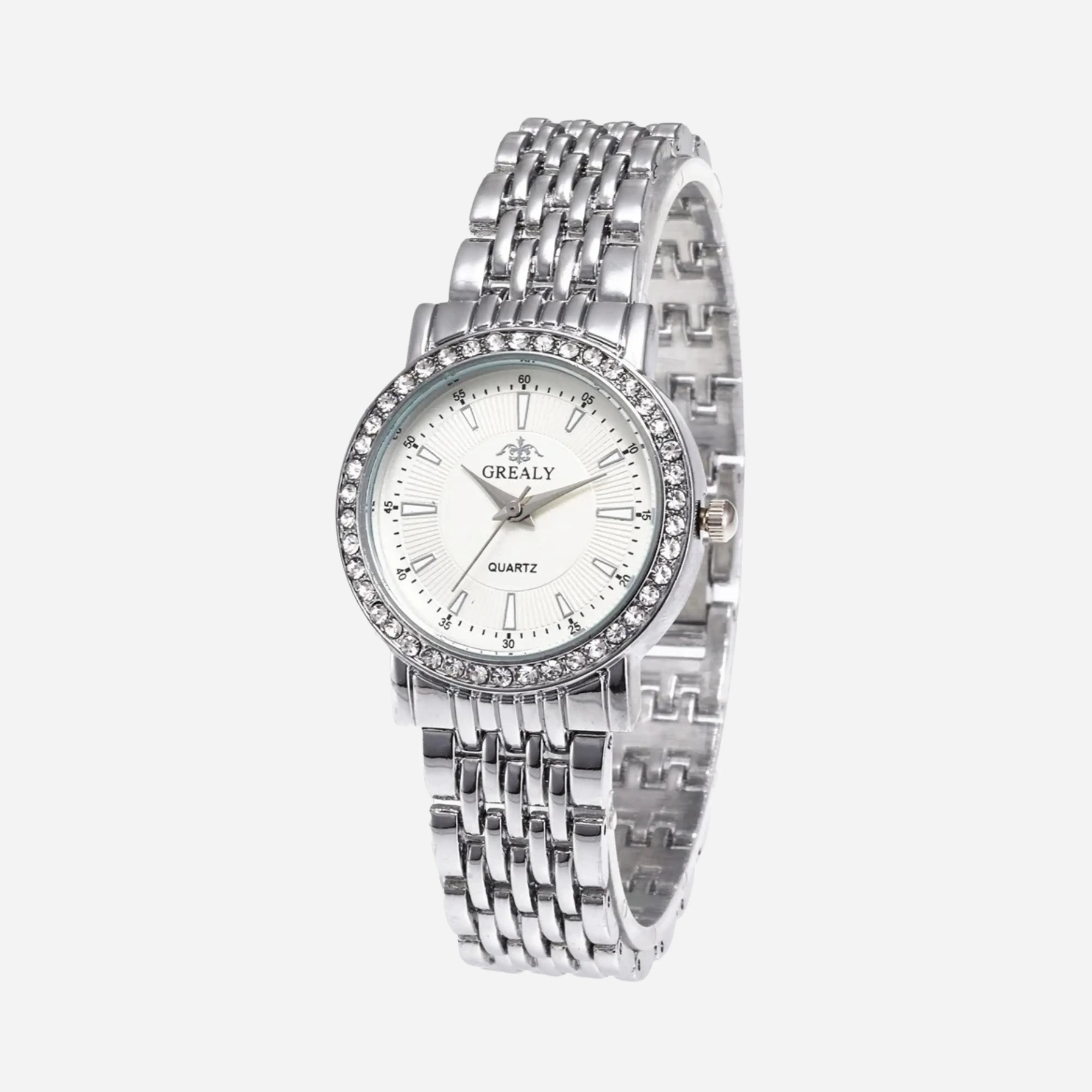 Montre femme à quartz avec bracelet maille métallique