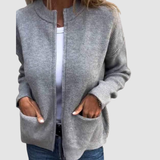 Cardigan Automne Élégant Gris Femme