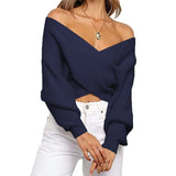 Pull Croisé Épaules Dénudées Maille Douce Élégance Chic