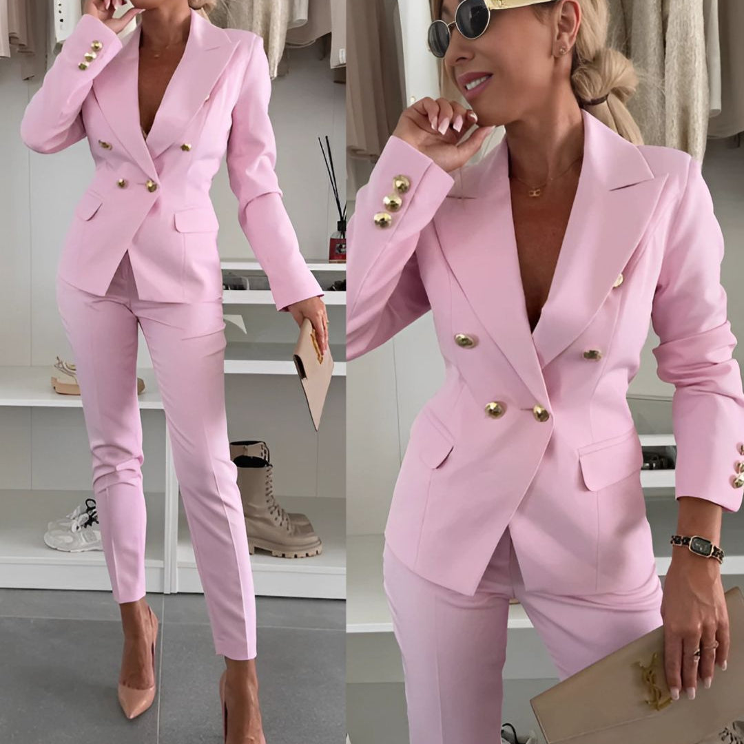 Elegant Dobbeltknap Jakkesæt Moderne Slim Fit Stil