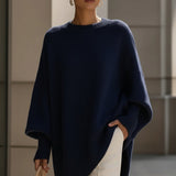 Pull femme oversize col rond manches longues