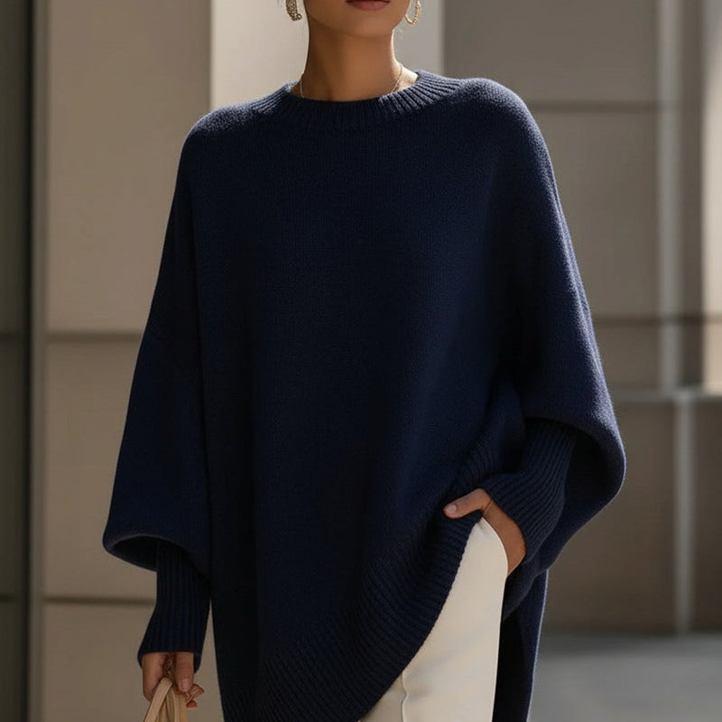 Pull femme oversize col rond manches longues