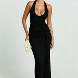 Robe Longue Dos Nu Halter Drapée Glamour