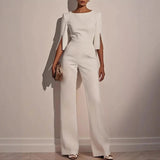 Elegant Jumpsuit Med Cape Ærmer Moderne Stil