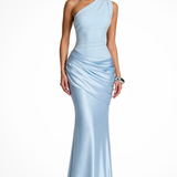 Robe Longue Asymétrique Drapée à Une Épaule