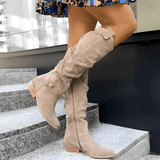 Bottes Automnes En Daim Camelles Femme
