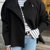 Manteau Femme Court Élégant Double Boutonnage