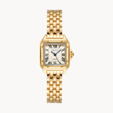 Montre femme carrée à chiffres romains, bracelet acier