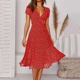 Robe Midi Fleurie à Col V