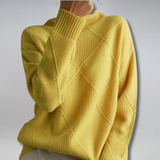 Pull col roulé en cachemire maille texturée pour femme