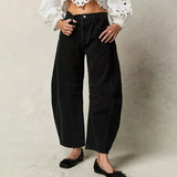 Pantalon Ample à Jambes Fuselées et Poches