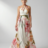 Robe Longue Fleurie Col Halter Élégance Aérienne