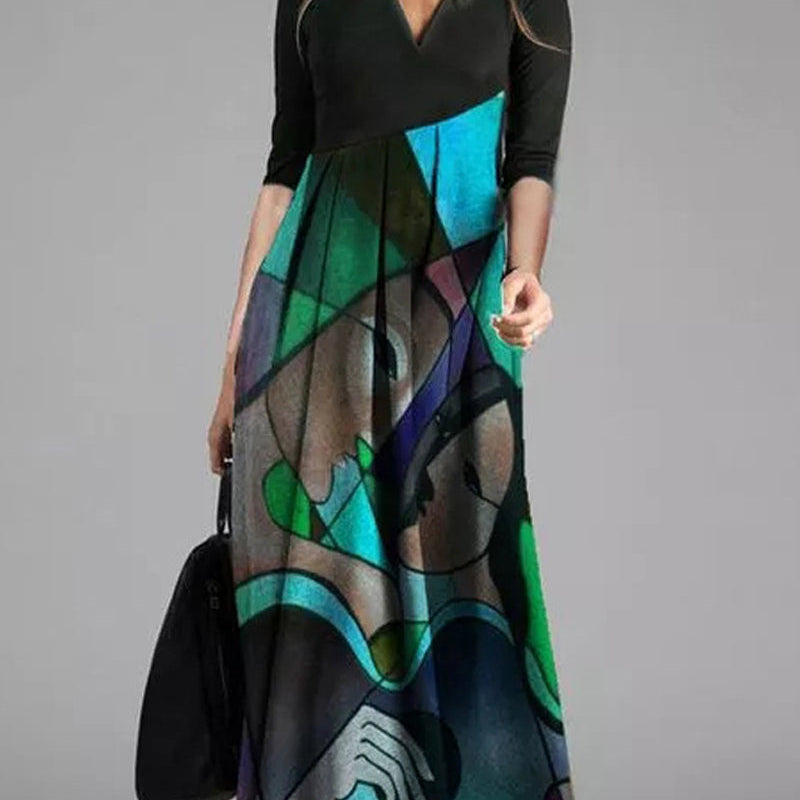 Robe Longue Artistique Fluide Élégance Moderne