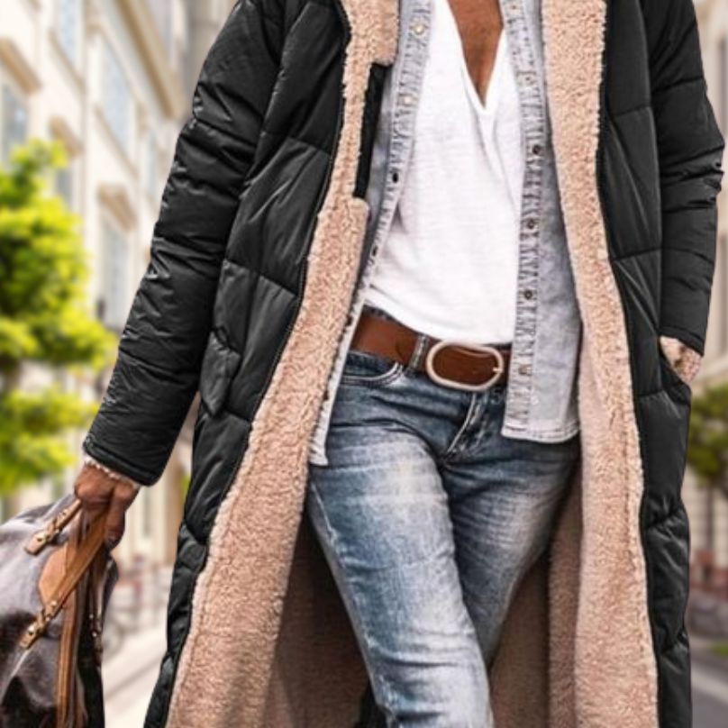 Veste femme réversible à capuche en cachemire mélangé