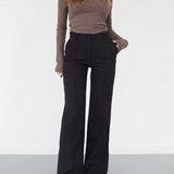 Pantalon Large Taille Haute Coupe Fluide Élégance Moderne