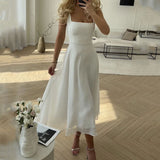 Robe midi femme à encolure carrée et jupe ample