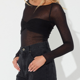 Top Transparent Épaules Dénudées Coupe Ajustée Chic