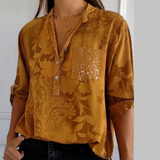 Chemise Satin Fluide Motif Élégant Coupe Décontractée