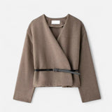 Pull Femme Croisé Élégant avec Ceinture