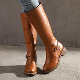 Zénaïde | Bottes Hautes Féminines à Talon Bloc & Bout Rond Élégant