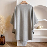 Poncho Femme Élégant Ceinturé Oversize