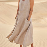 Robe Femme Longue Lin Décontractée Poches
