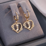 Boucles d'oreilles créoles cœur avec initiale, femme