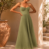 Robe Femme Bustier Plissée – Robe Longue Élégante