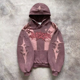 Hoodie Oversize Femme Vintage Étoiles – Sweat Streetwear Délavé