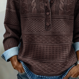 Sweat femme col polo boutonné à manches longues