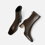 Bottines Talon Sculpté Bout Carré Design Moderne Élégant