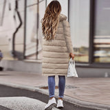 Lang Quiltet Vinterfrakke Let Varm Komfort Elegant Stil