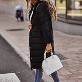 Lang Quiltet Vinterfrakke Let Varm Komfort Elegant Stil