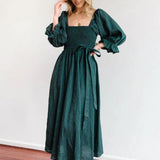 Robe Midi à Col V et Taille Nouée