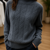 Pull Col Montant Maille Texturée Confort Élégance Hiver
