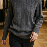 Pull Col Montant Maille Texturée Confort Élégance Hiver