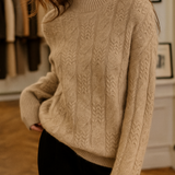 Pull Col Montant Maille Texturée Confort Élégance Hiver