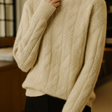 Pull Col Montant Maille Texturée Confort Élégance Hiver