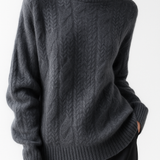 Pull Col Montant Maille Texturée Confort Élégance Hiver