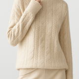 Pull Col Montant Maille Texturée Confort Élégance Hiver